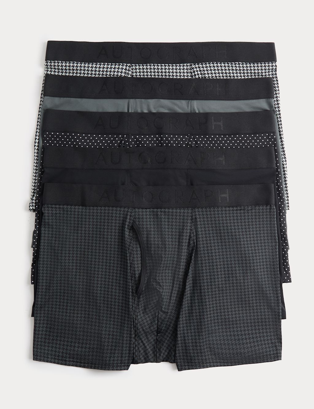 Autograph 5 Pack Microskin Geometric Trunks - 2XL - Black Mix, Black Mix