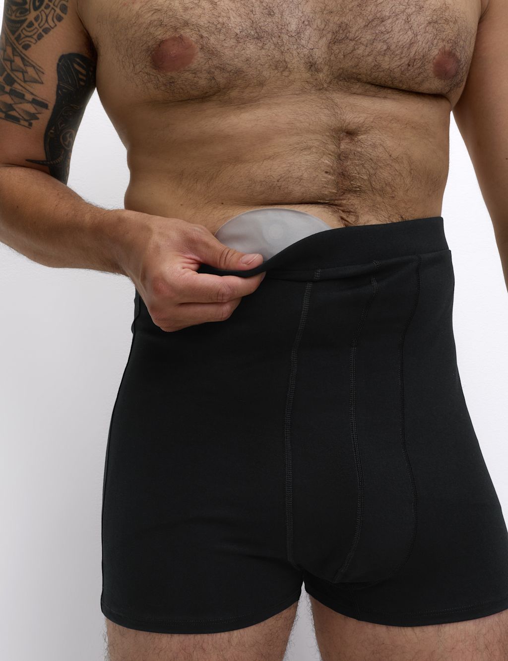 M&S 3 Pack Cotton Rich Stoma Trunks - L - Black, Black