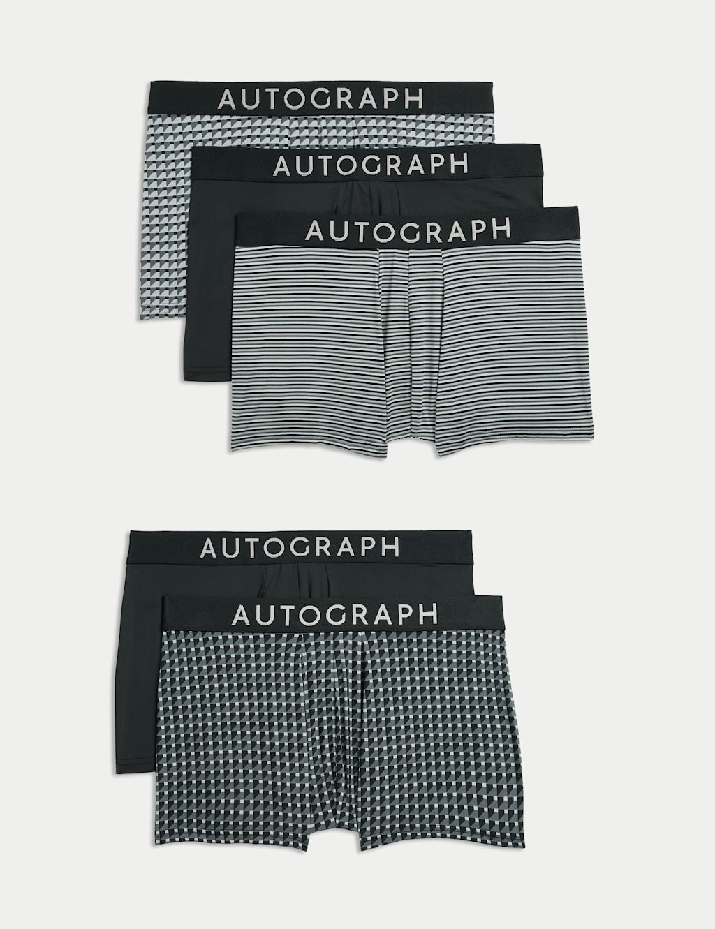Autograph 5pk Microskin Geometric Stretch Hipsters - Black Mix, Black Mix
