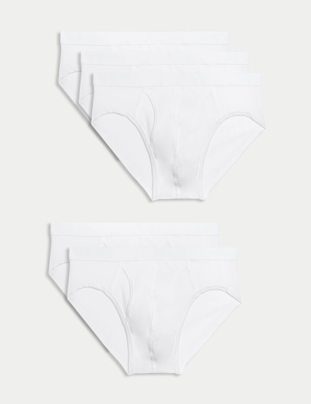 M&S 5 Pack Cotton Stretch Cool & Fresh&trade; Briefs - 2XL - White, White