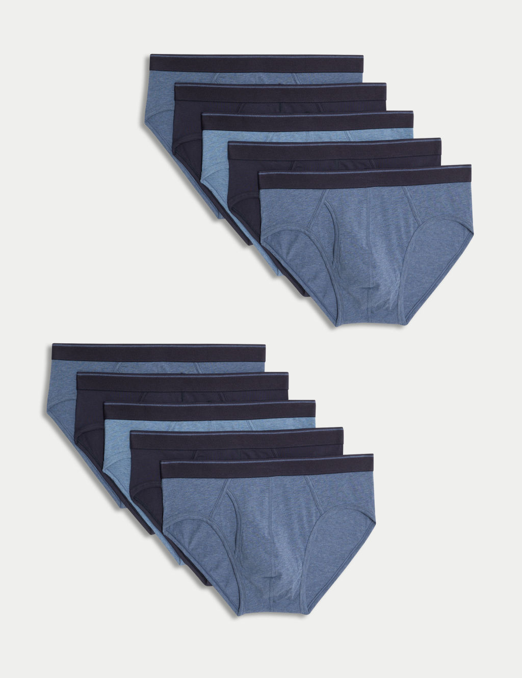 M&S 10 Pack Cotton Stretch Cool & Fresh&trade; Briefs - 2XL - Navy Mix, Navy Mix