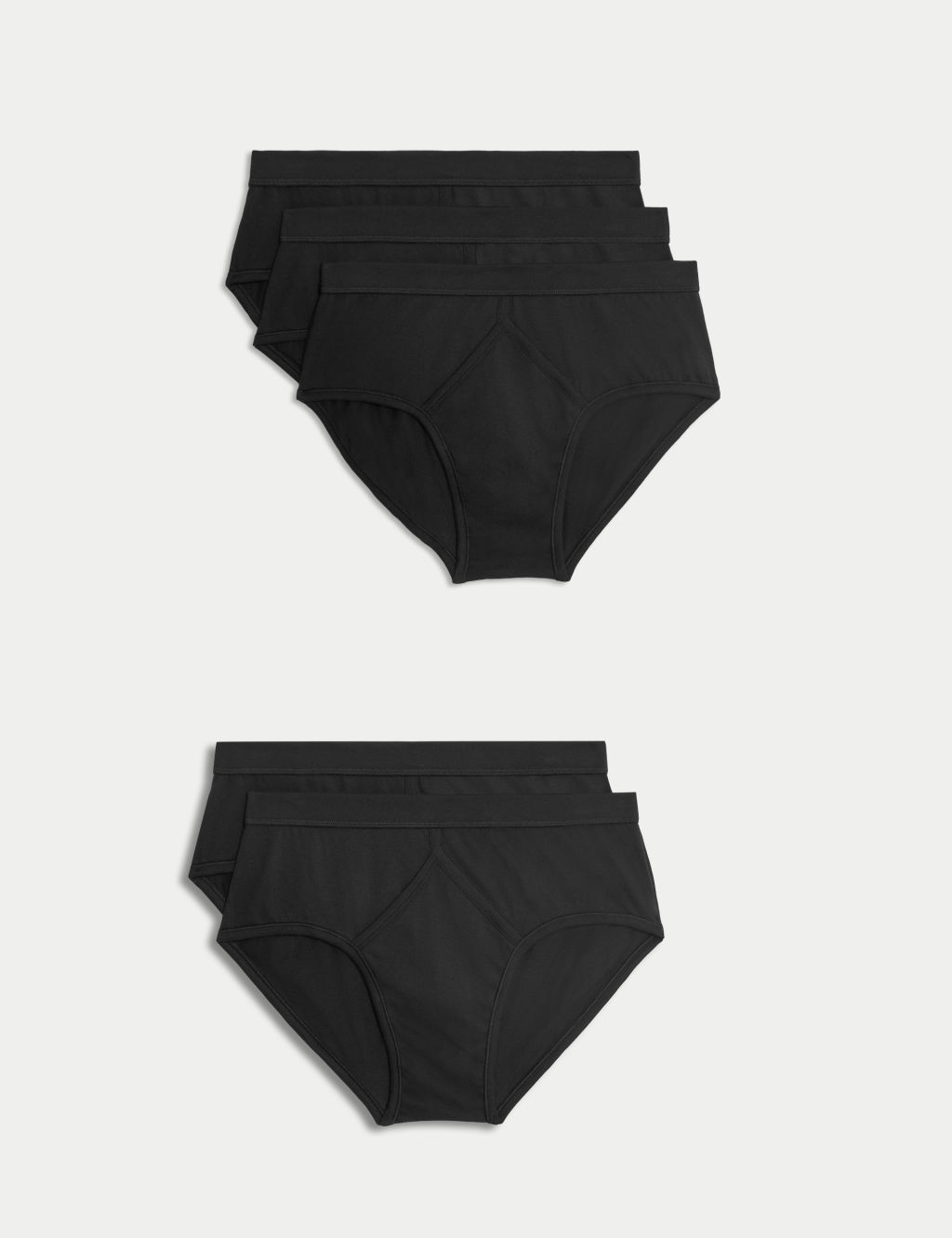 M&S 5 Pack Essential Cotton Briefs - M - Black, Black