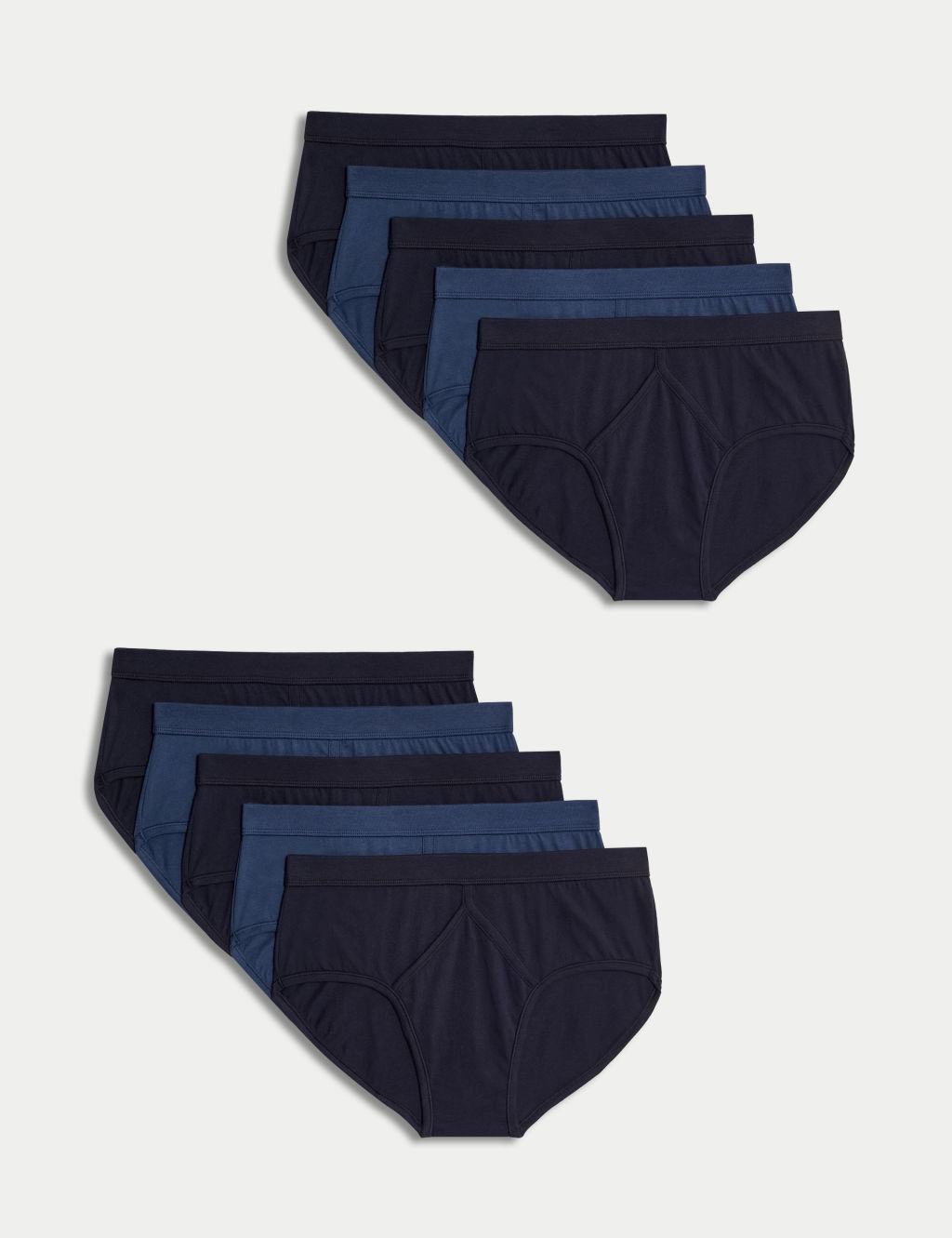 M&S 10 Pack Essential Cotton Briefs - 2XL - Navy/Blue, Navy/Blue