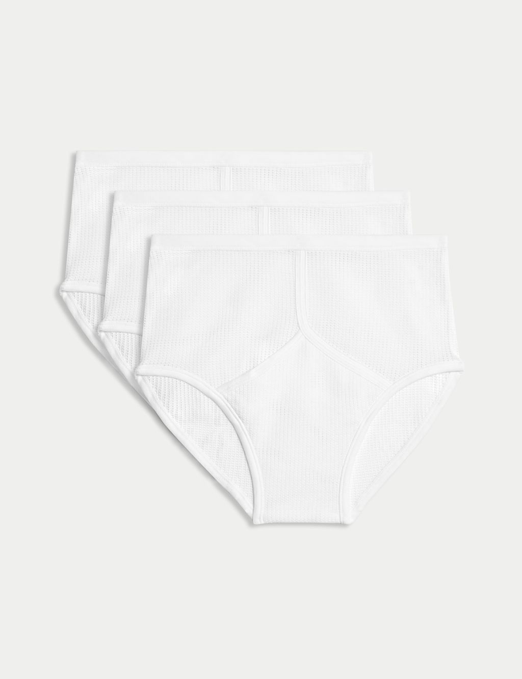 M&S 3 Pack Pure Cotton StayNew&trade; High Waist Mesh Briefs - L - White, White