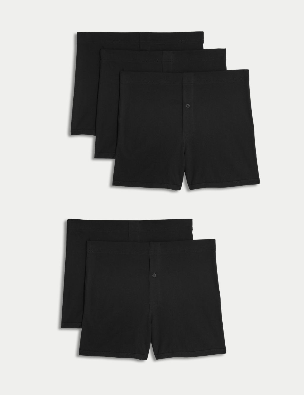 M&S 5 Pack Essential Cotton Trunks - M - Black, Black