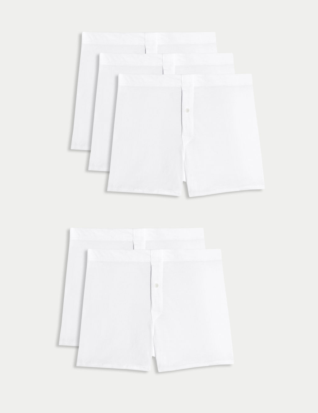 M&S 5 Pack Essential Cotton Trunks - L - White, White