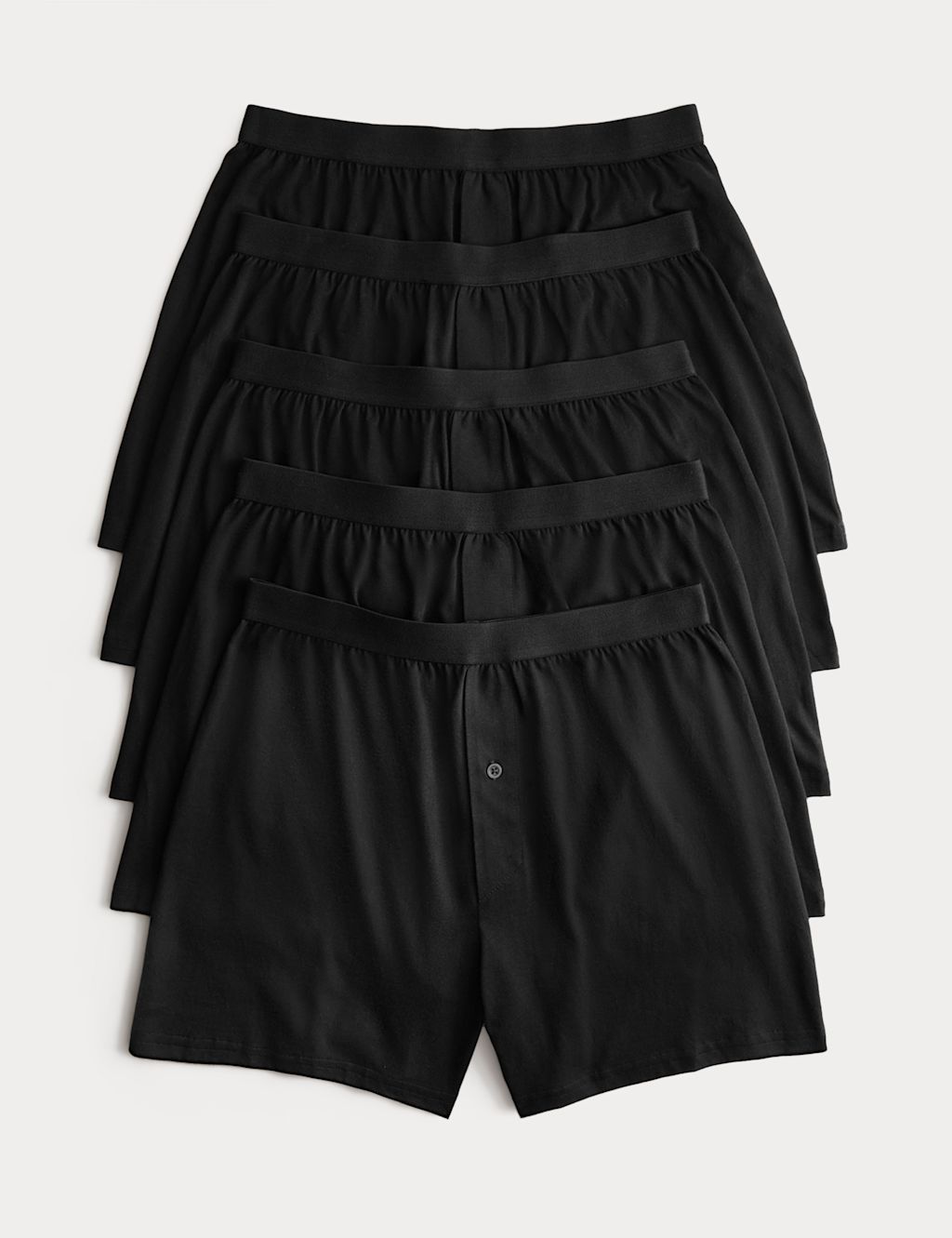 M&S 5 Pack Pure Cotton Cool & Fresh&trade; Jersey Boxers - L - Black, Black
