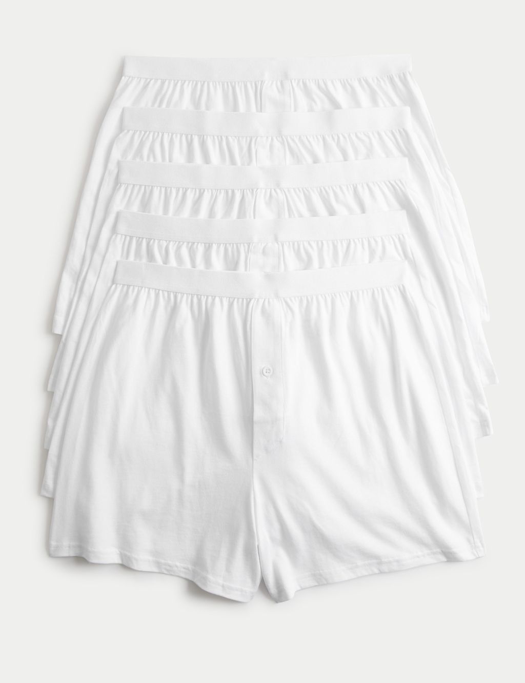 M&S 5 Pack Pure Cotton Cool & Fresh&trade; Jersey Boxers - L - White, White