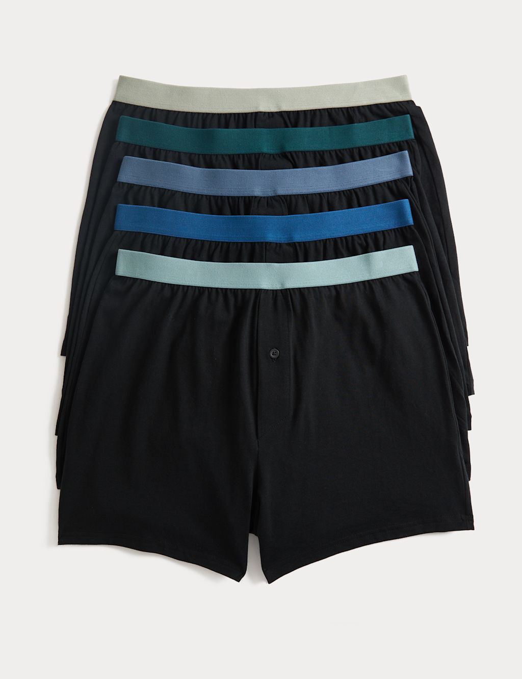 M&S 5 Pack Cotton Stretch Boxers - 2XL - Black Mix, Black Mix
