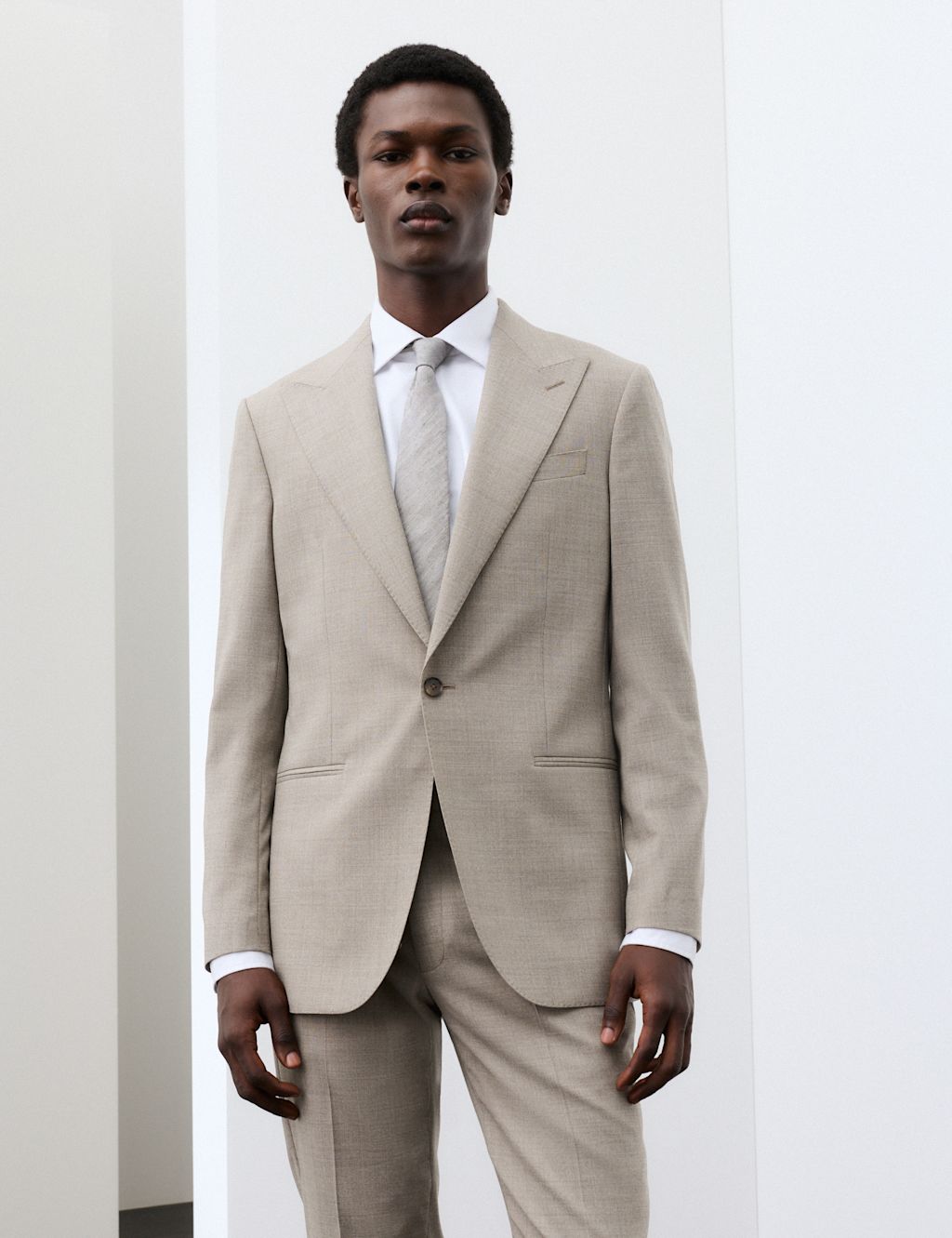 Autograph Tailored Fit Wool Blend Suit Jacket - 36 - Neutral, Neutral