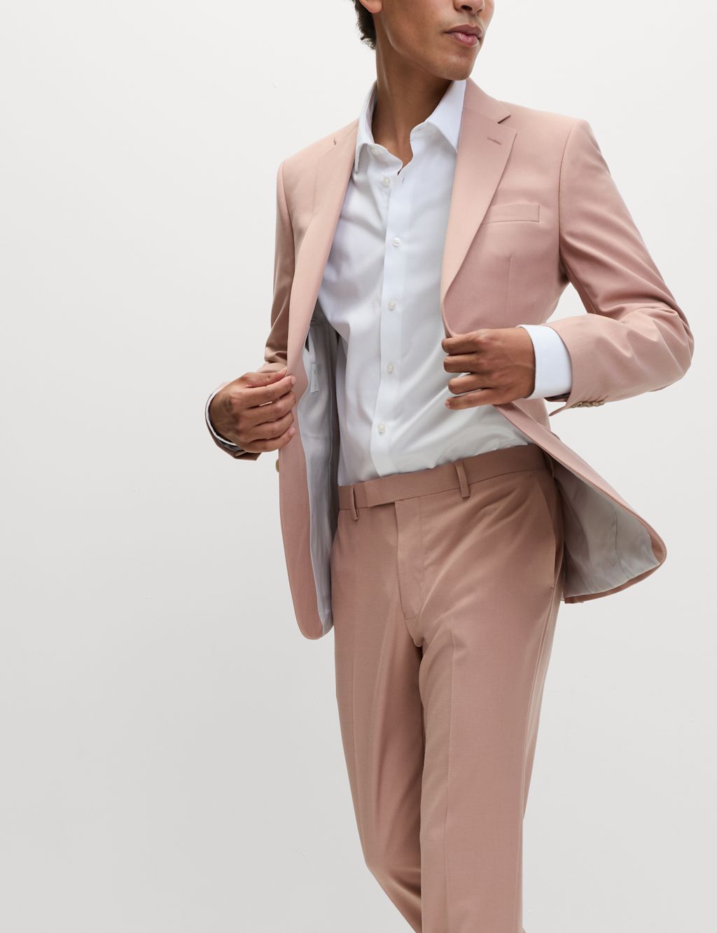 M&S Slim Fit Stretch Suit Jacket - 34REG - Coral, Coral
