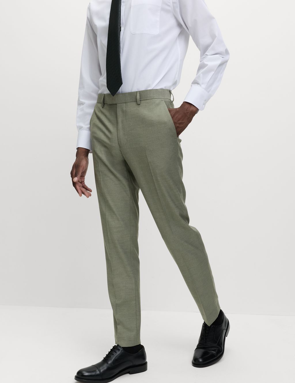 M&S Slim Fit Stretch Suit Trousers - 34REG - Sage, Sage