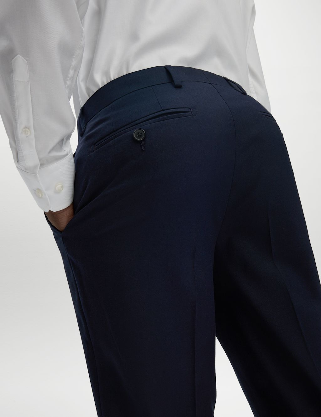 M&S Skinny Fit Stretch Suit Trousers - 28LNG - Navy, Navy