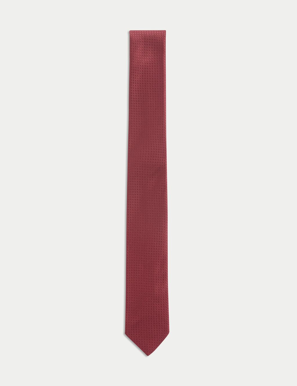 M&S Skinny Geometric Tie - 1SIZE - Burgundy, Burgundy