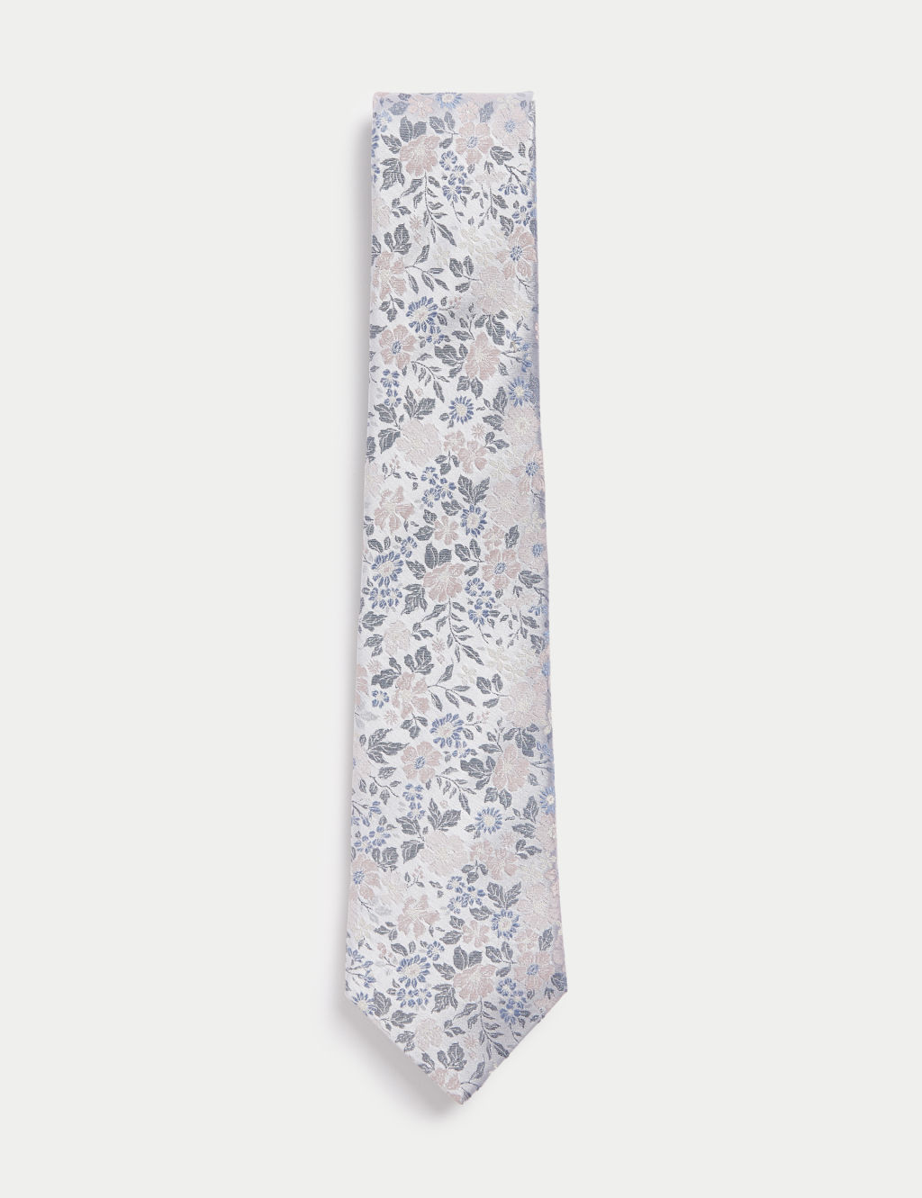 M&S Floral Pure Silk Tie - 1SIZE - Pink Mix, Pink Mix