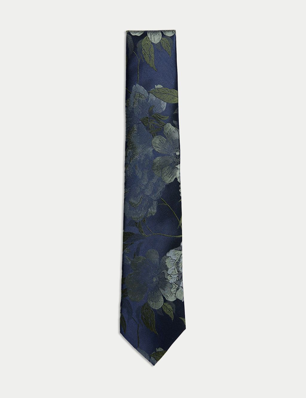 M&S Floral Pure Silk Tie - 1SIZE - Khaki Mix, Khaki Mix