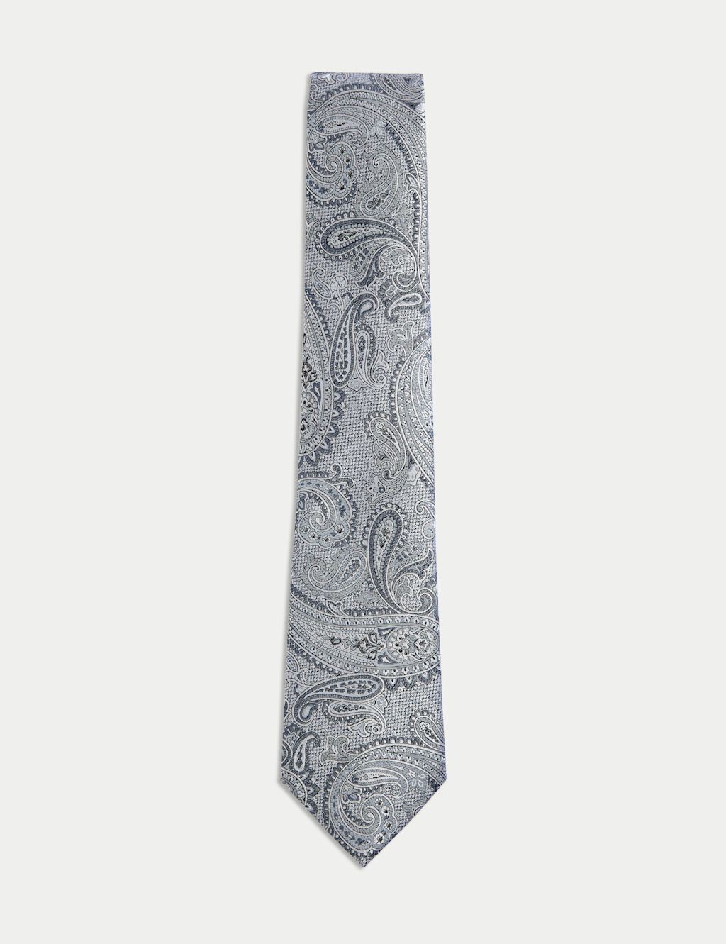 M&S Paisley Pure Silk Tie - 1SIZE - Blue, Blue