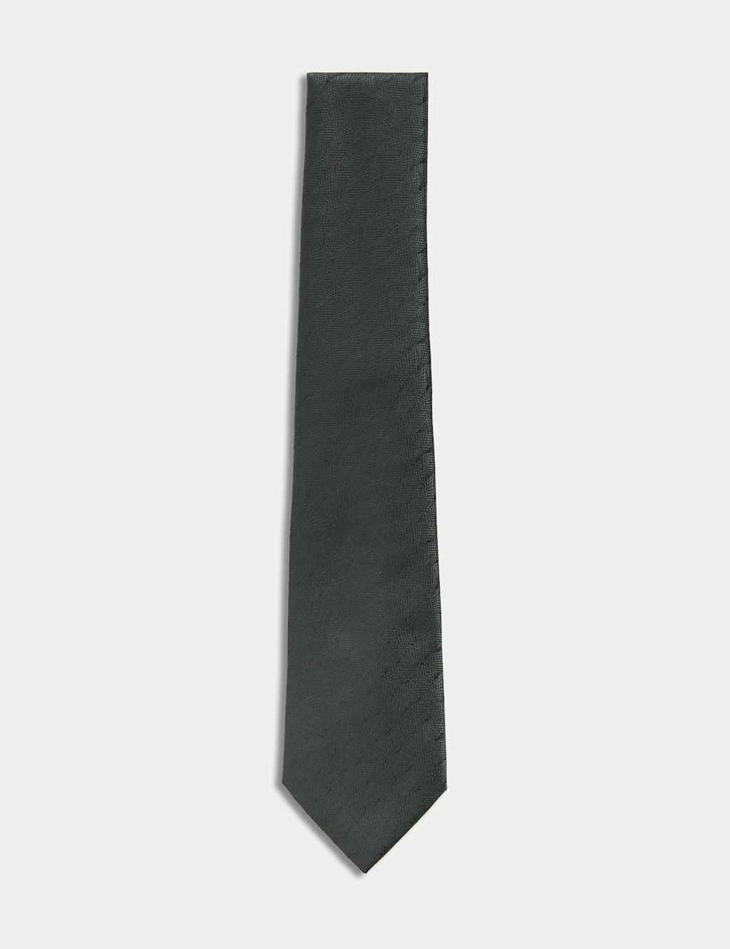 M&S Poly Fan Textured Tie - 1SIZE - Dark Green, Dark Green
