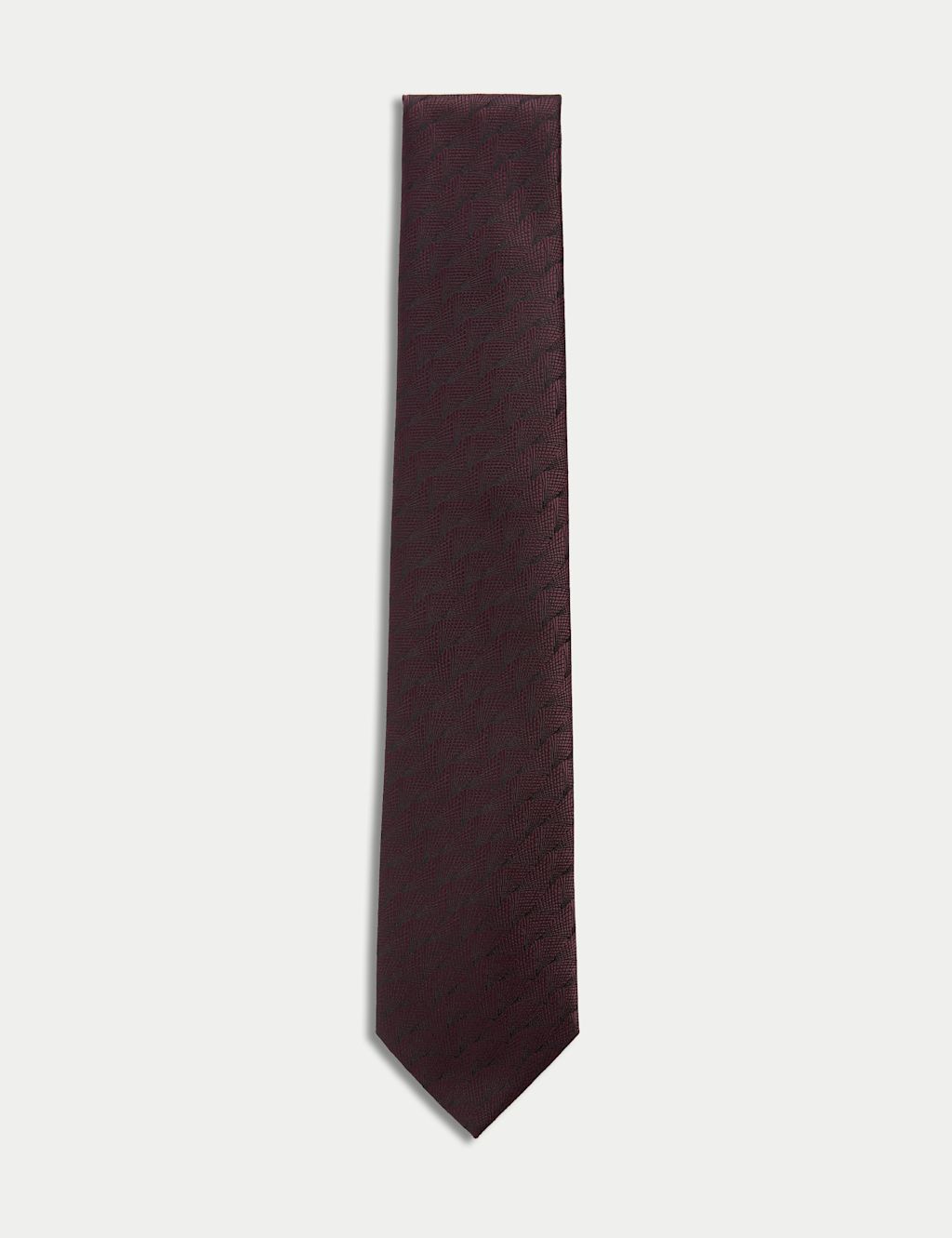 M&S Poly Fan Textured Tie - Burgundy, Burgundy