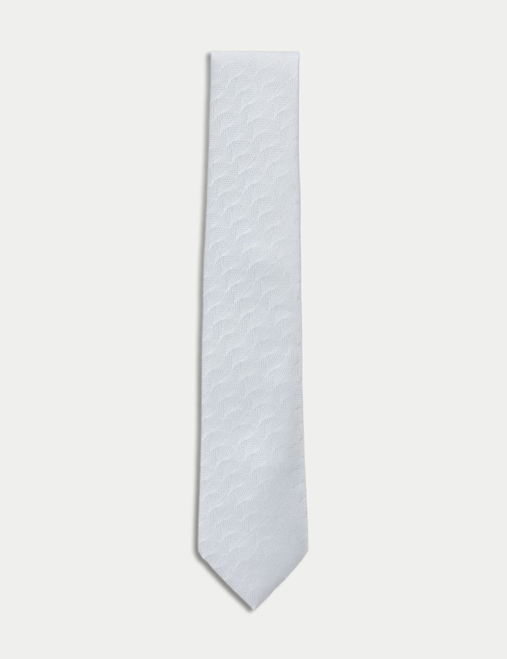 M&S Poly Fan Textured Tie - 1SIZE - Silver, Silver