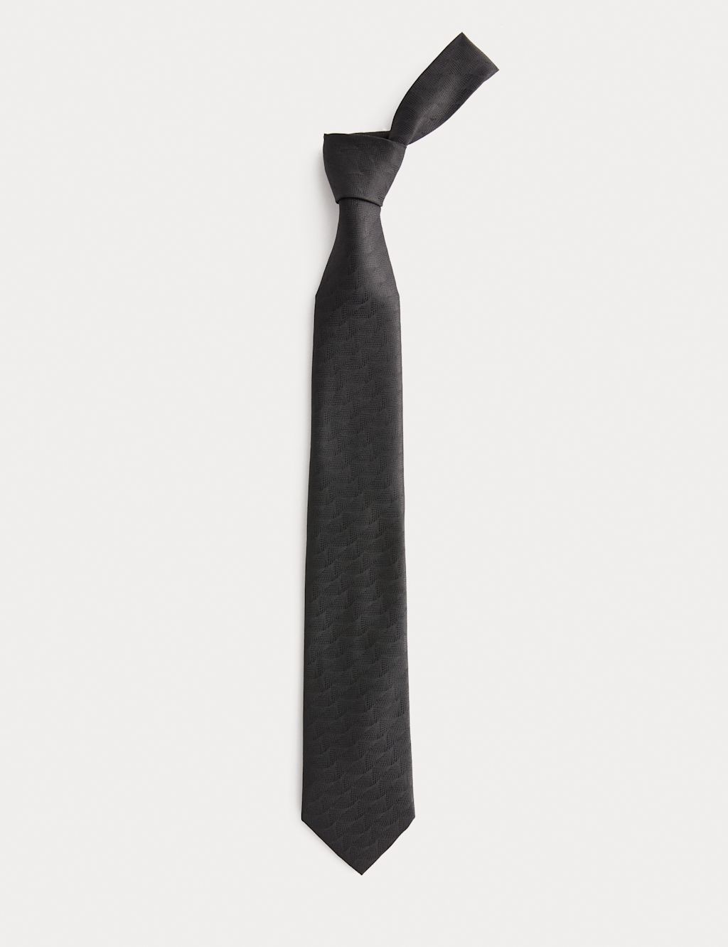 M&S Poly Fan Textured Tie - 1SIZE - Black, Black