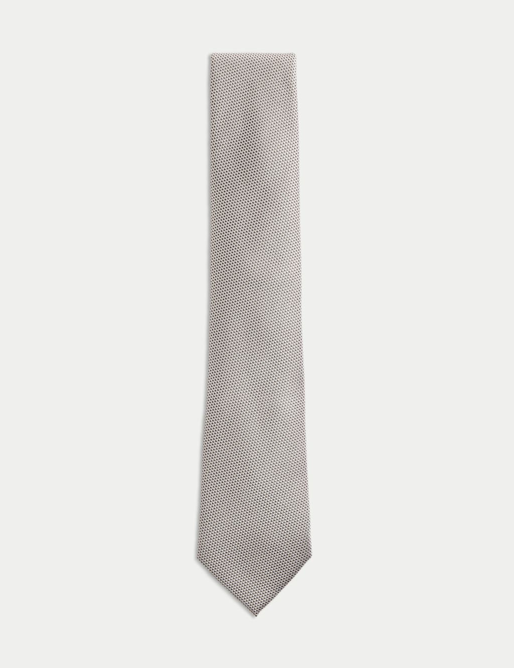 M&S Woven Pure Silk Tie - 1SIZE - Champagne, Champagne