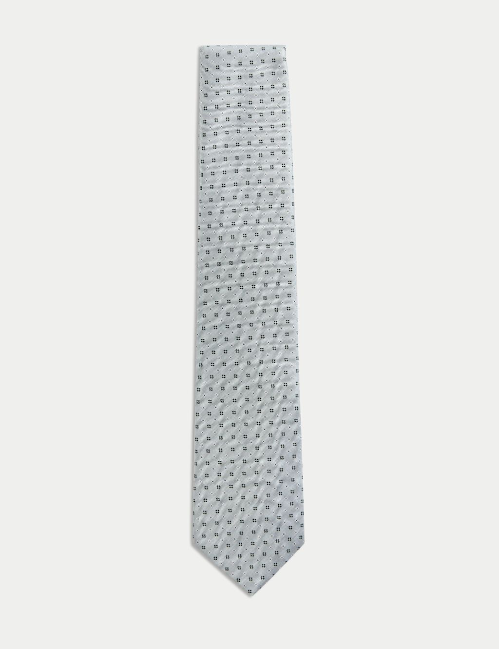 M&S Pure Silk Geometric Tie - 1SIZE - Sage, Sage