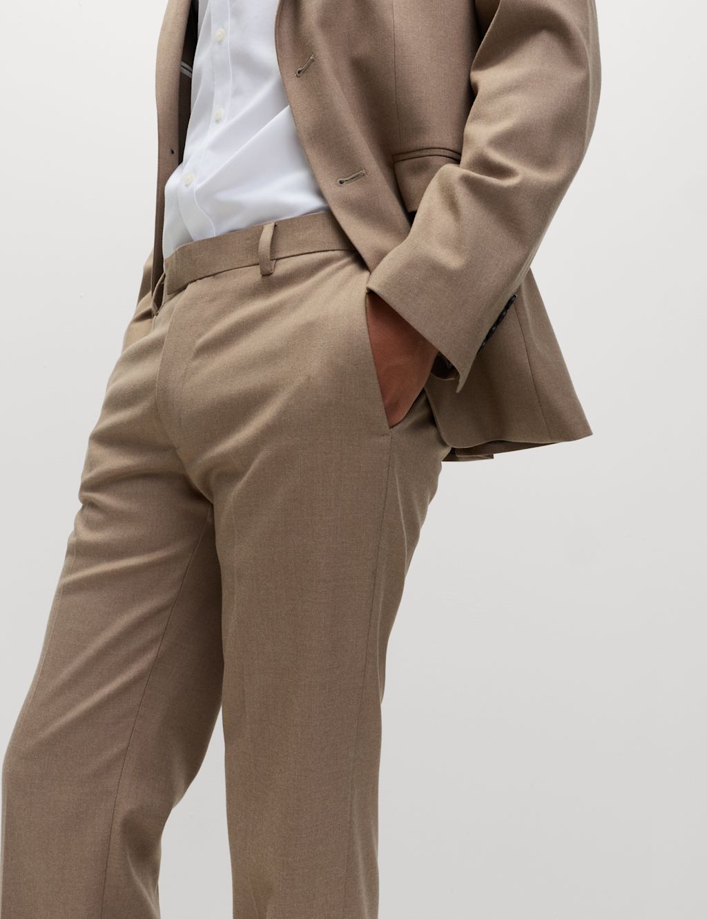 M&S Slim Fit Suit Trousers - 42LNG - Neutral, Neutral