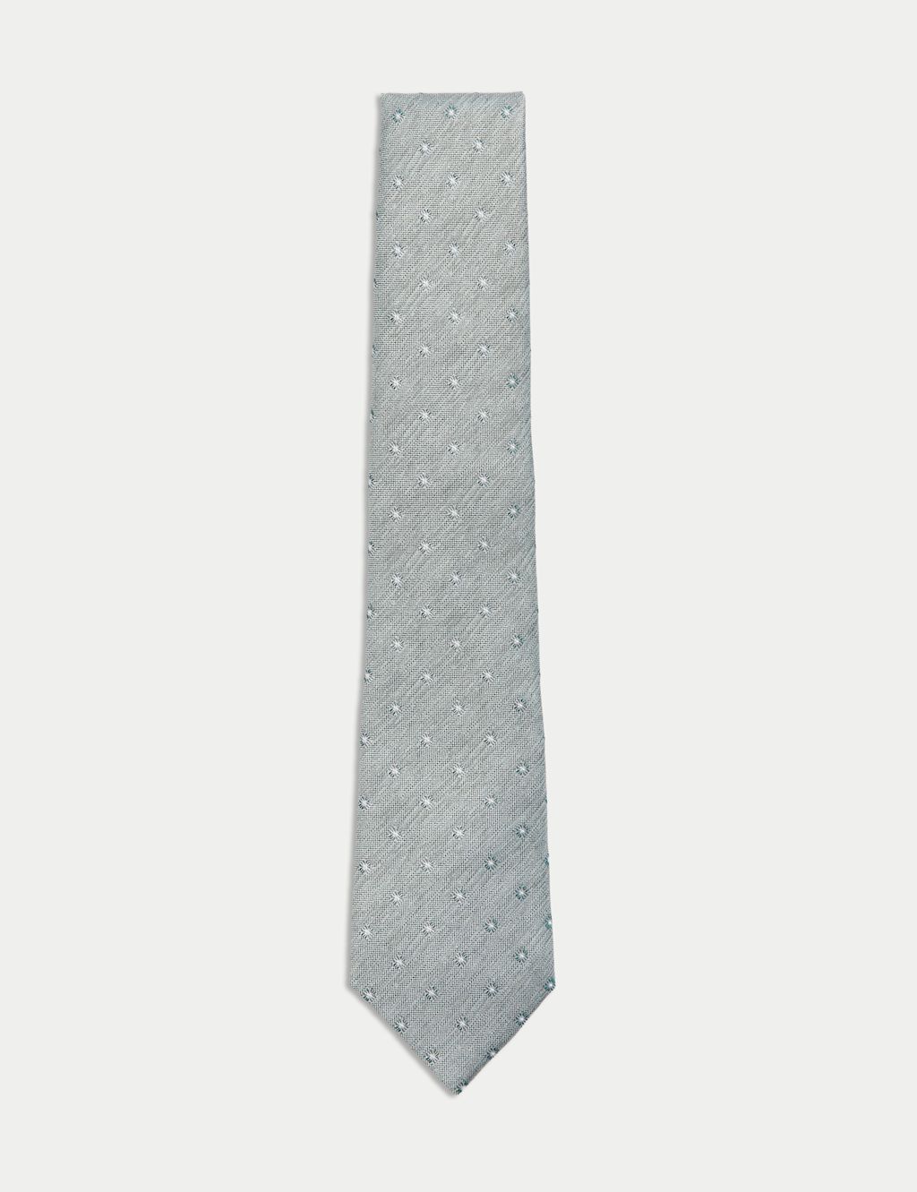 M&S Geometric Pure Silk Tie - 1SIZE - Sage, Sage