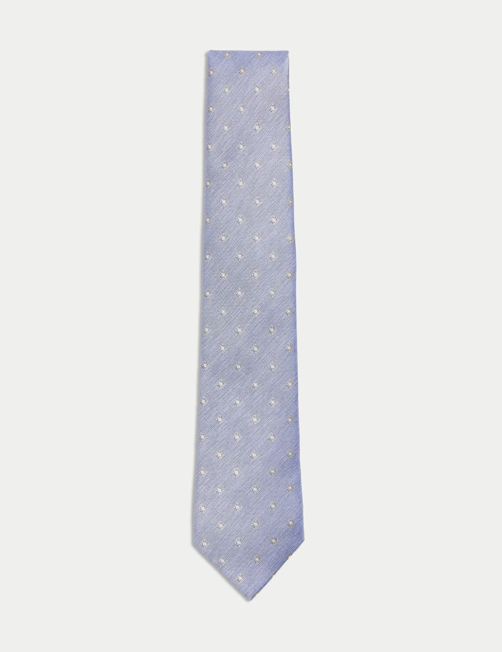 M&S Geometric Pure Silk Tie - 1SIZE - Medium Blue, Medium Blue