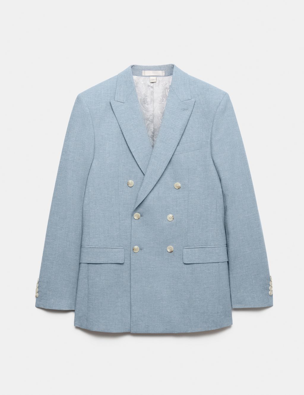 M&S Slim Fit Double Breasted Suit Jacket - 34 - Chambray, Chambray