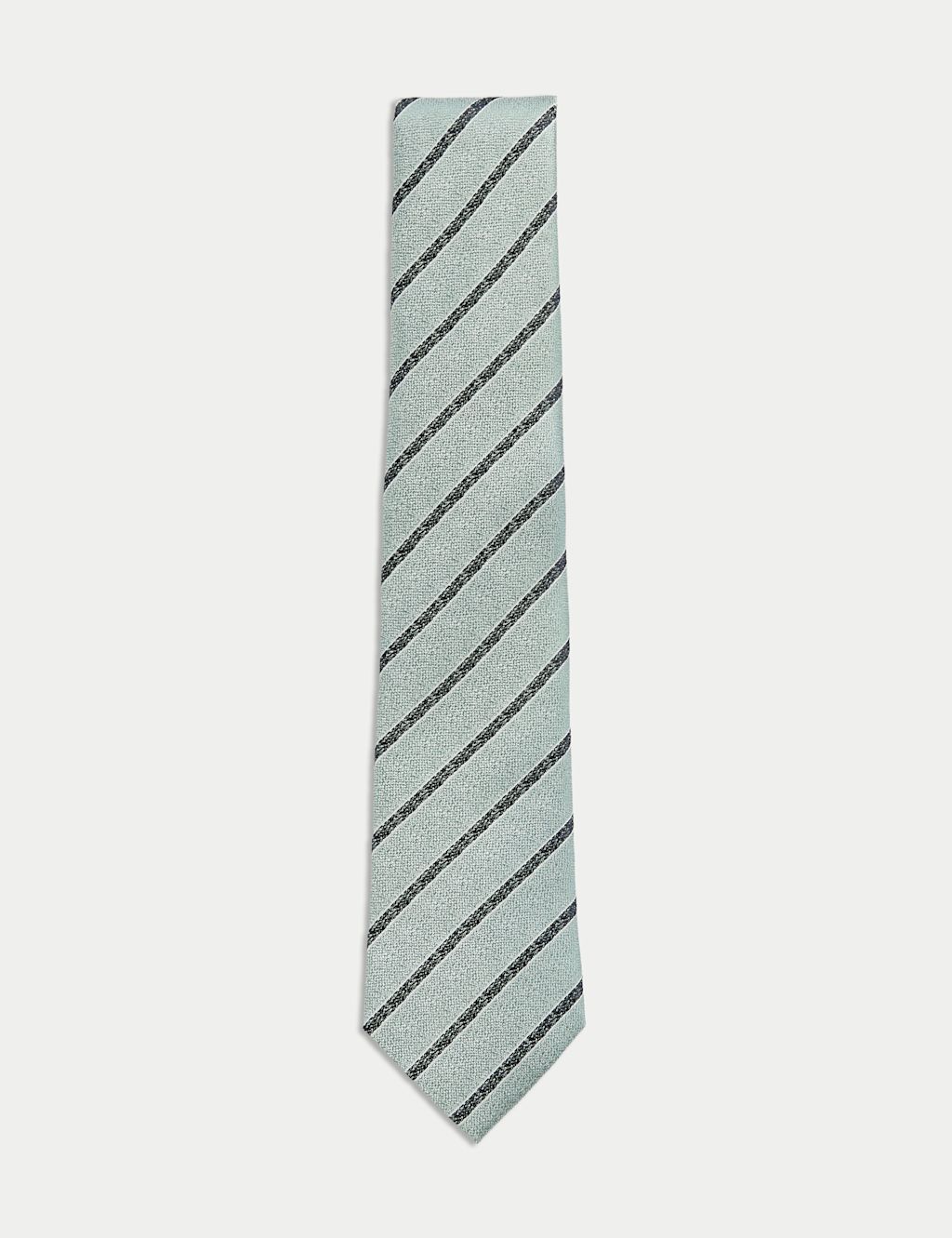 M&S Pure Silk Striped Tie - 1SIZE - Sage, Sage