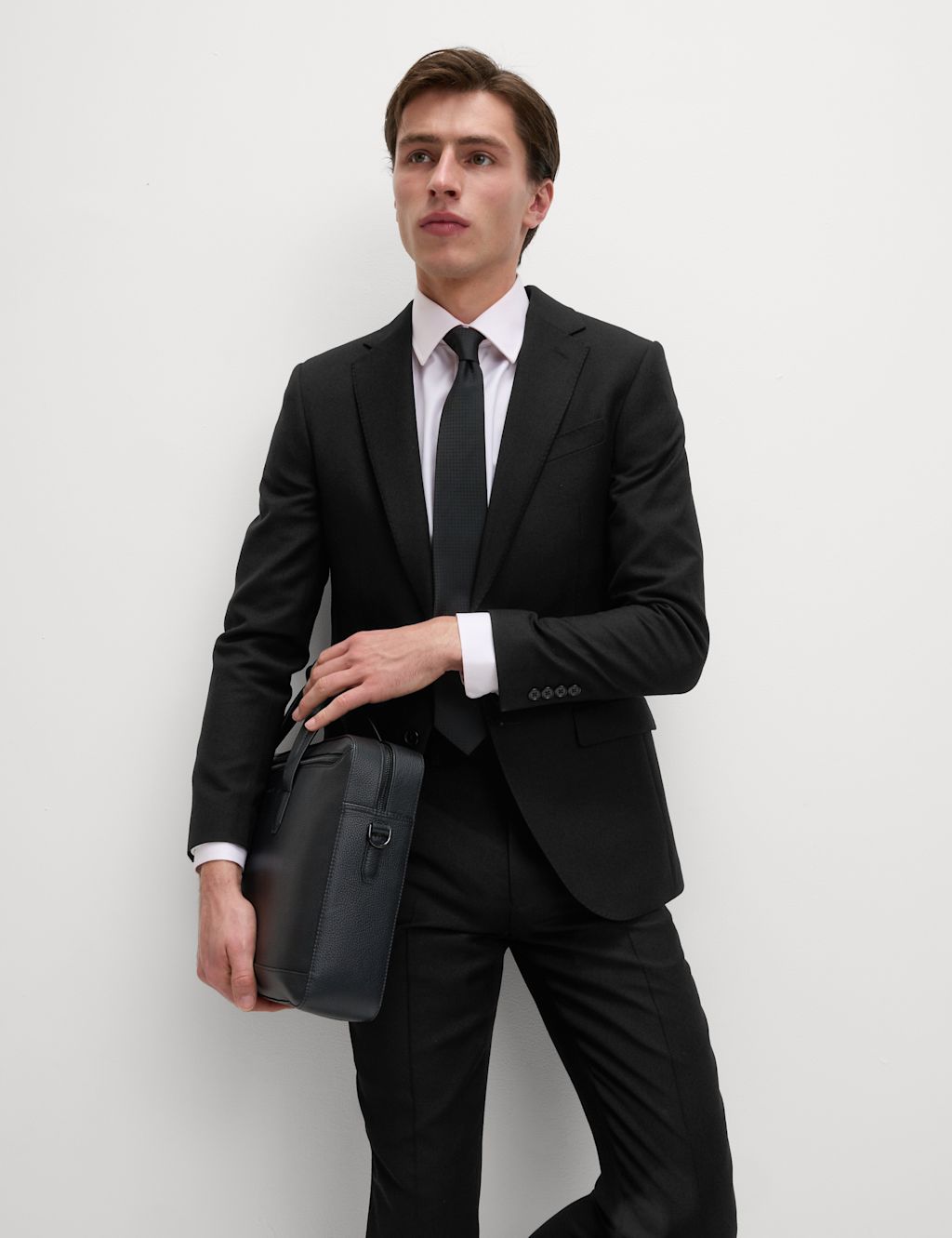 M&S Sartorial Slim Fit Pure Wool Suit Jacket - 38LNG - Black, Black