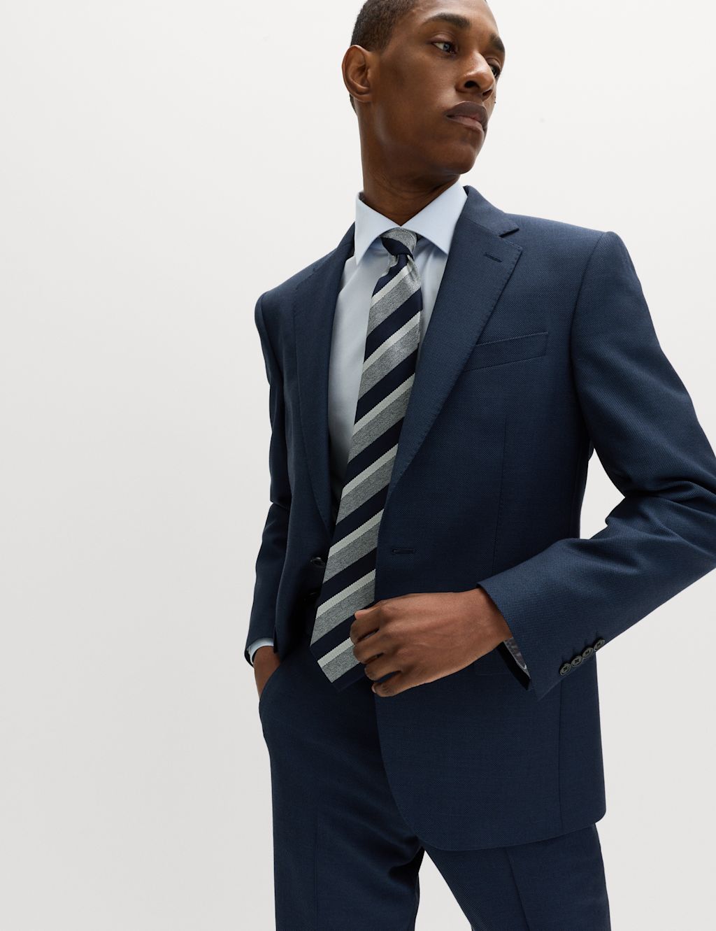 M&S Sartorial Regular Fit Premium Pure Wool Suit Jacket - 38 - Dark Indigo, Dark Indigo