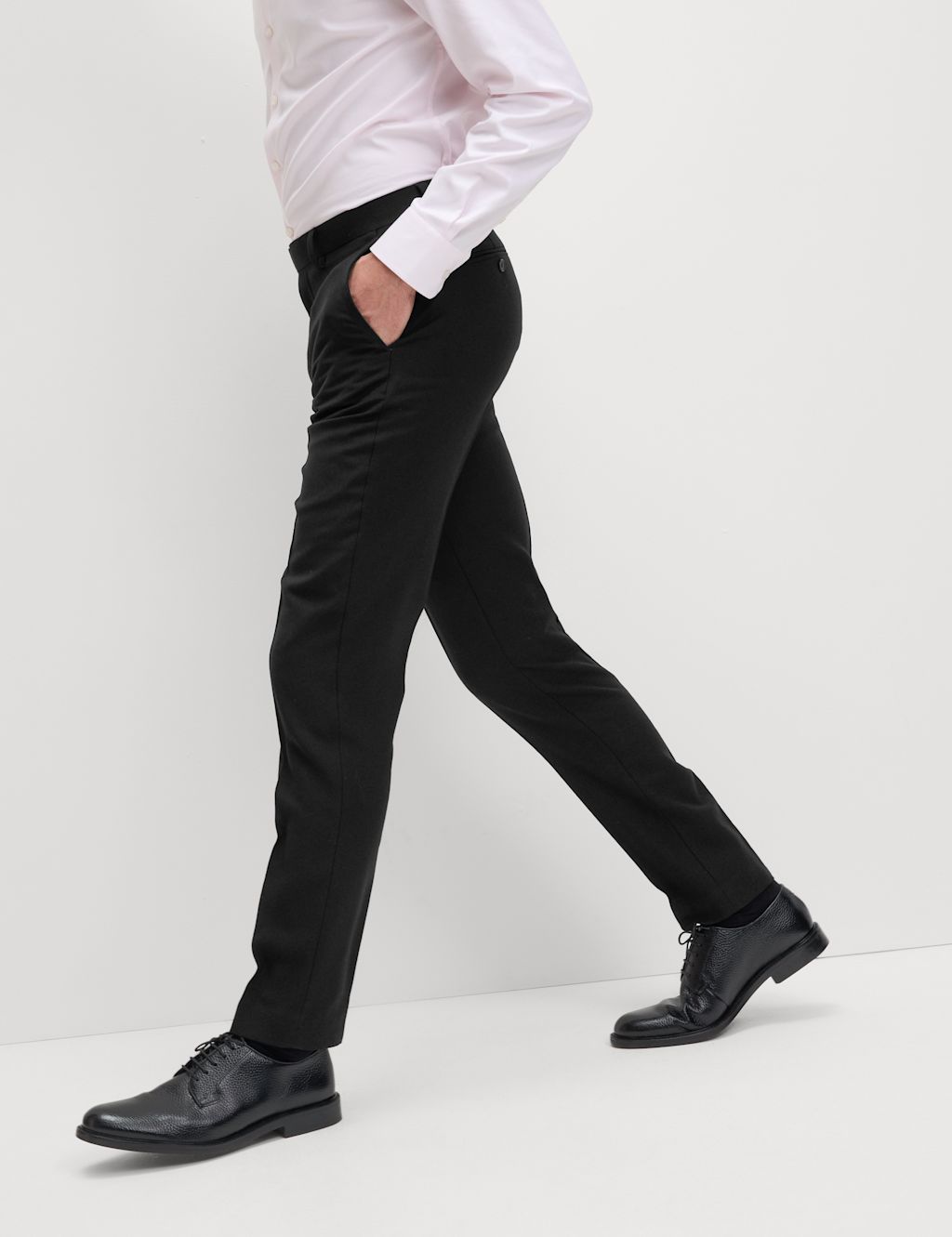 M&S Sartorial Slim Fit Pure Wool Suit Trousers - 28SHT - Black, Black