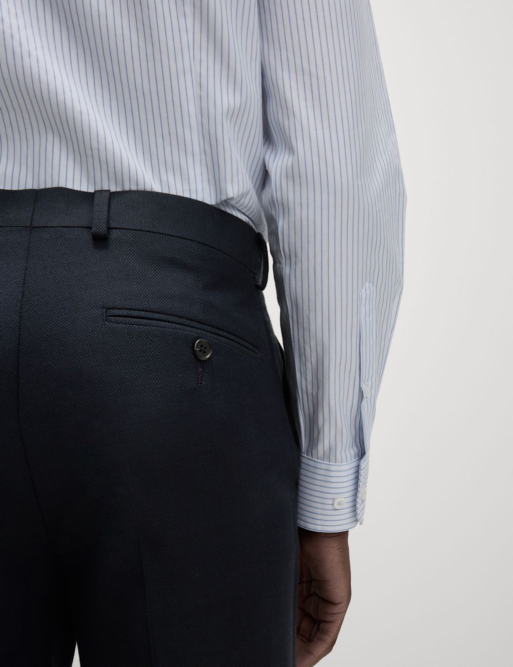 M&S Sartorial Regular Fit Pure Wool Suit Trousers - 38LNG - Navy, Navy