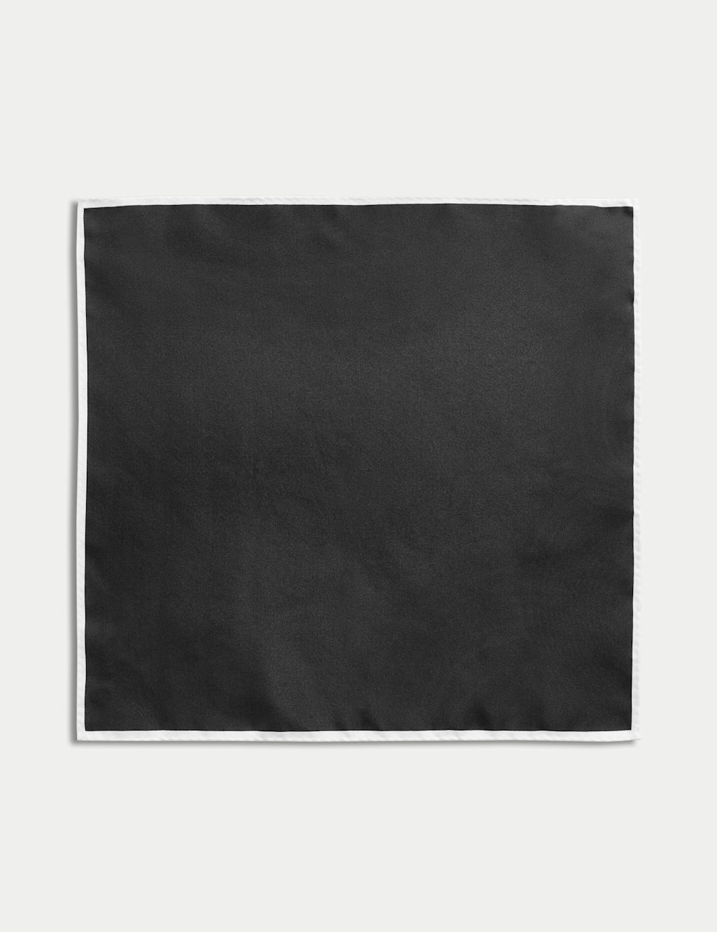 M&S Pure Silk Pocket Square - 1SIZE - Black, Black