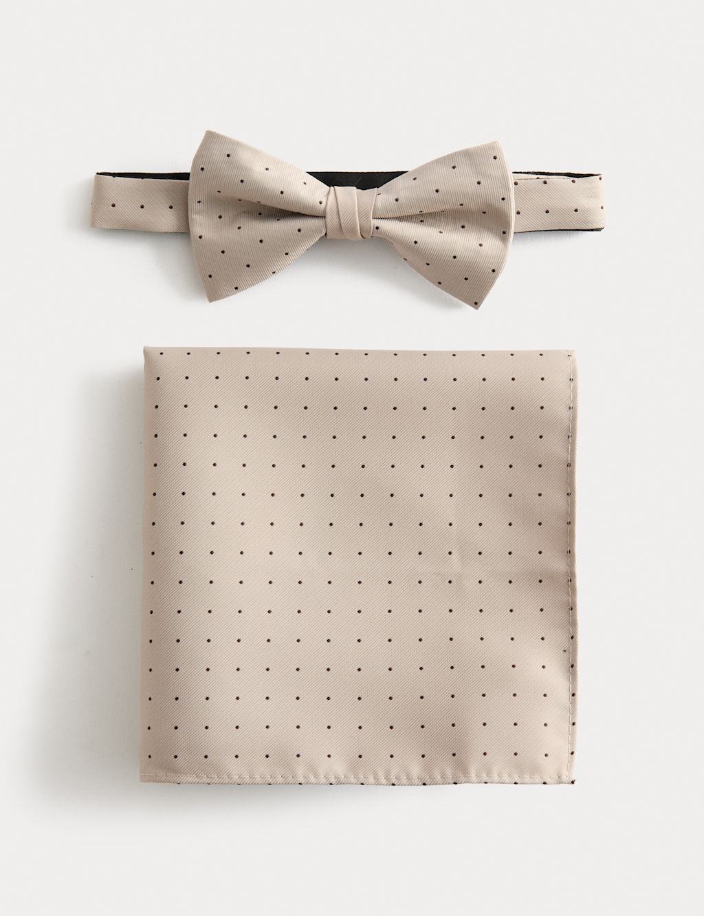 M&S Polka Dot Bow Tie and Handkerchief Set - 1SIZE - Champagne, Champagne