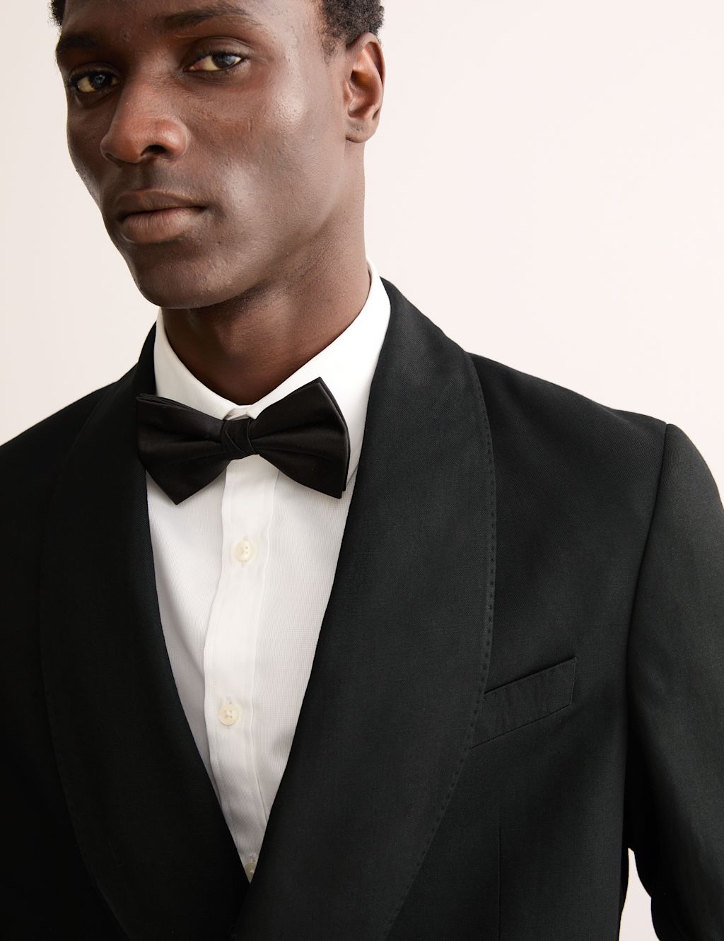 JAEGER  Tailored Linen Wool Blend Jacket with Silk - 48REG - Black, Black