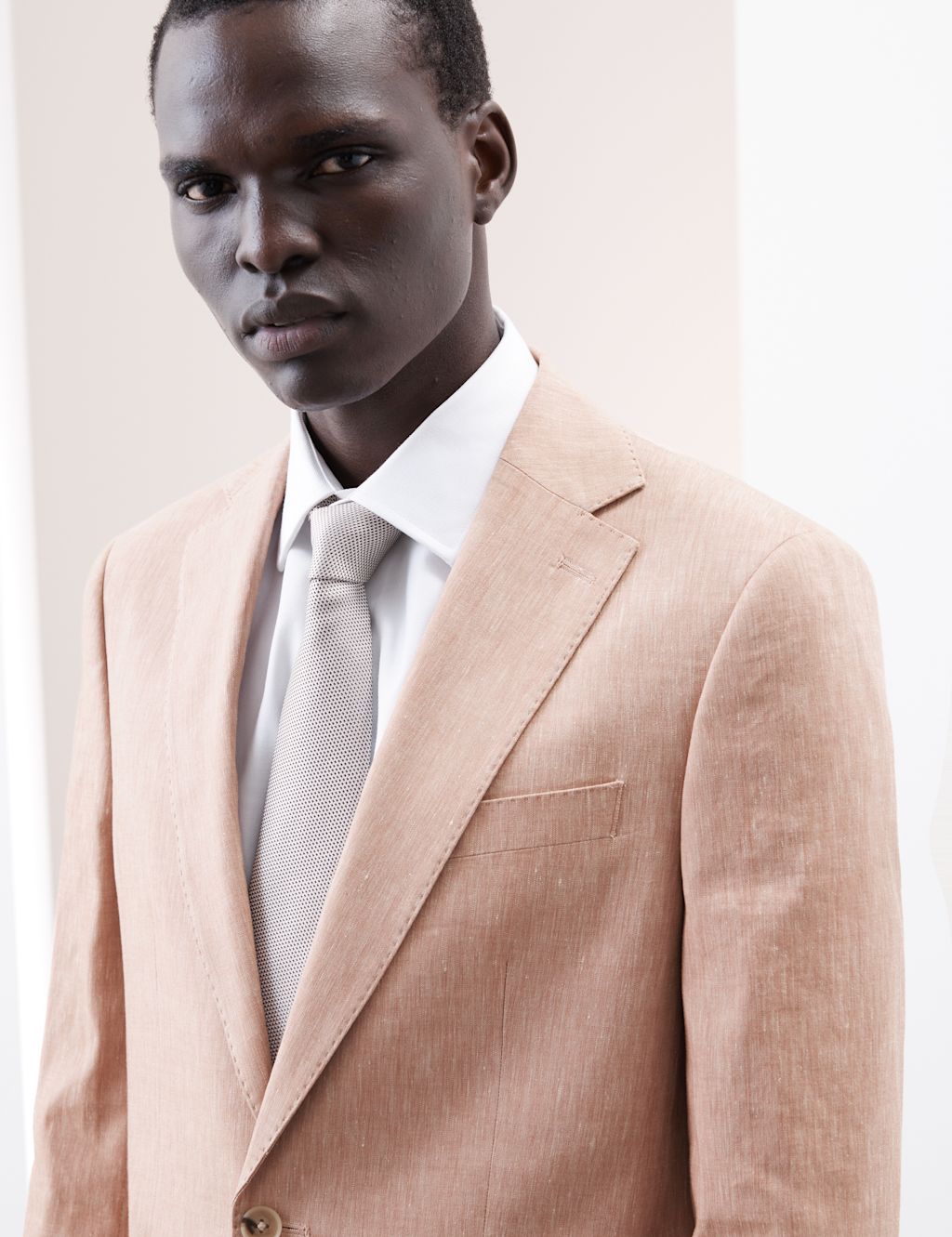 Autograph Tailored Fit Italian Performance Linen Blend Suit Jacket - 36REG - Coral, Coral
