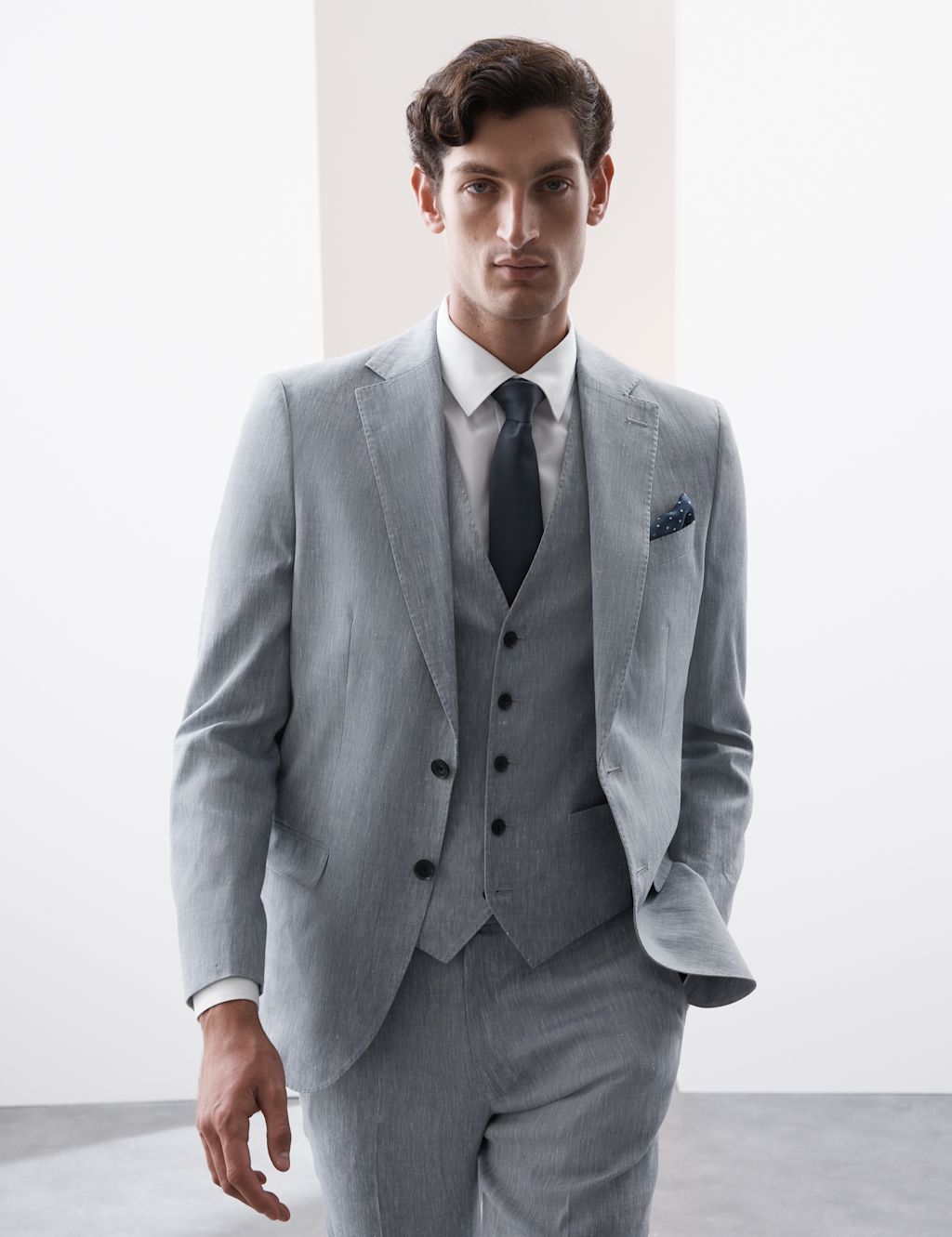 Autograph Tailored Fit Italian Performance Linen Blend Suit Jacket - 36REG - Light Airforce, Light Airforce