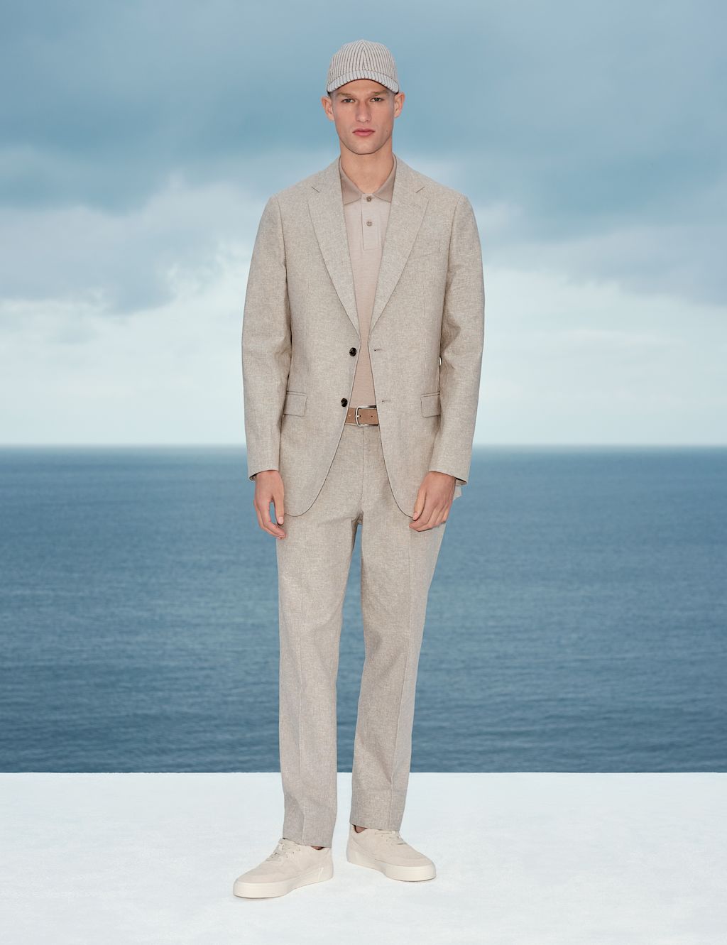 Autograph Tailored Fit Italian Performance Linen Blend Suit Jacket - 40 - Khaki, Khaki