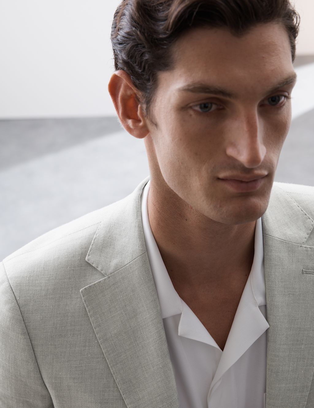 Autograph Tailored Fit Italian Linen Blend Twill Blazer - 40REG - Grey, Grey