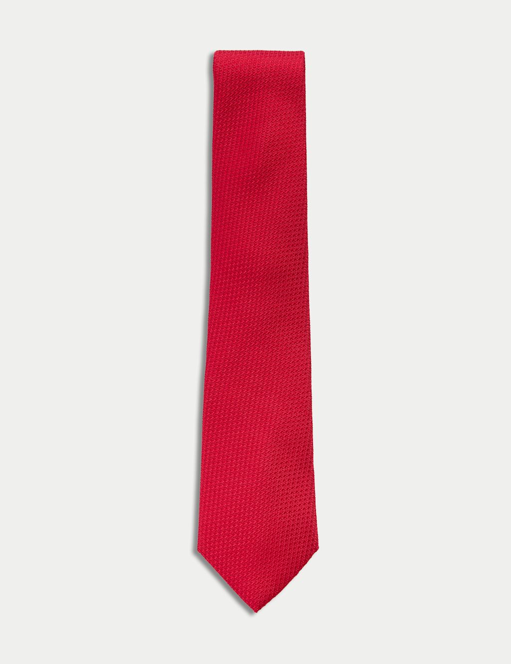 M&S Sartorial Textured Pure Silk Tie - 1SIZE, Red