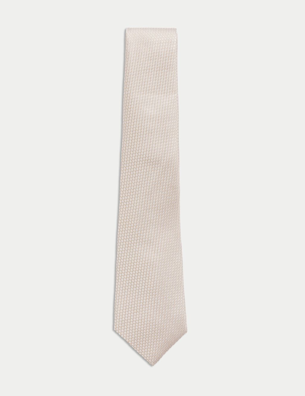 M&S Sartorial Textured Pure Silk Tie - 1SIZE - Champagne, Champagne
