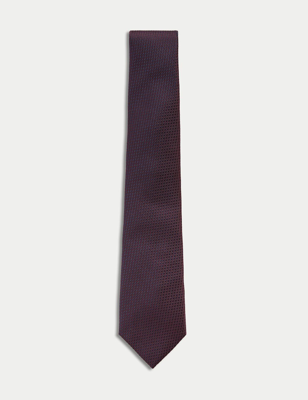 M&S Sartorial Textured Pure Silk Tie - 1SIZE - Dark Burgundy, Dark Burgundy