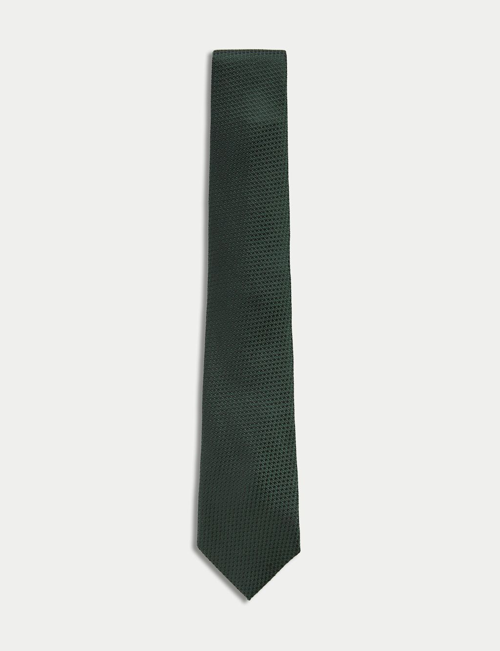 M&S Sartorial Textured Pure Silk Tie - 1SIZE - Forest Green, Forest Green