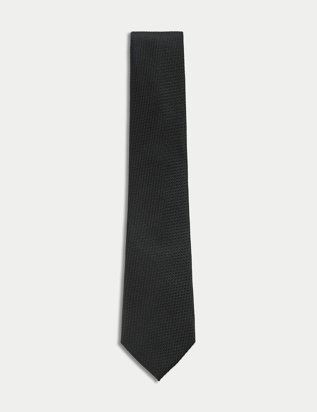 M&S Sartorial Textured Pure Silk Tie - 1SIZE - Black, Black