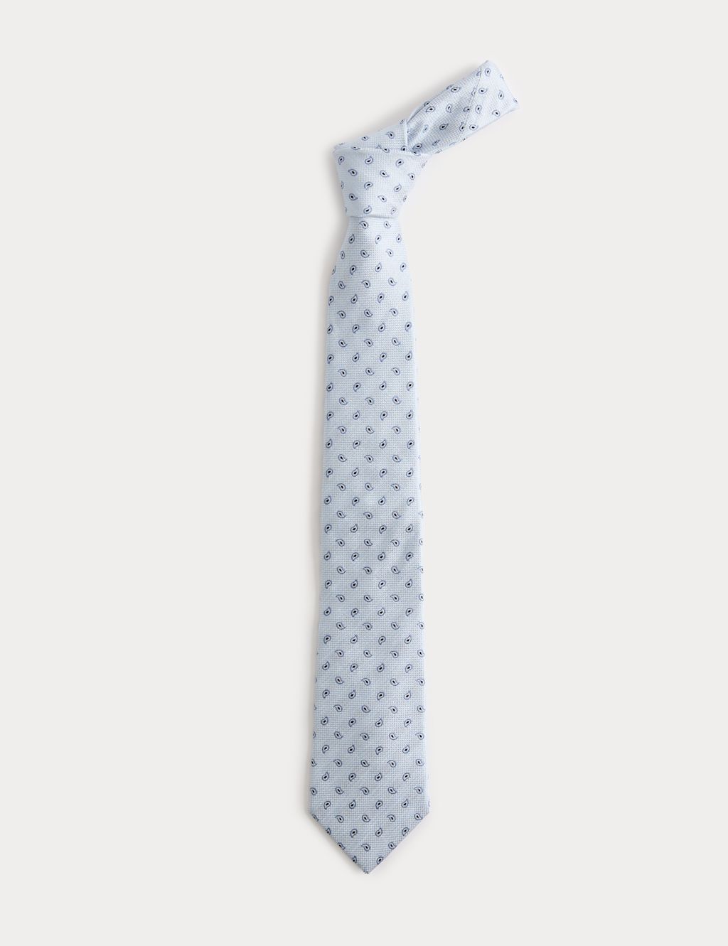 M&S Sartorial Paisley Geometric Pure Silk Tie - Light Airforce, Light Airforce