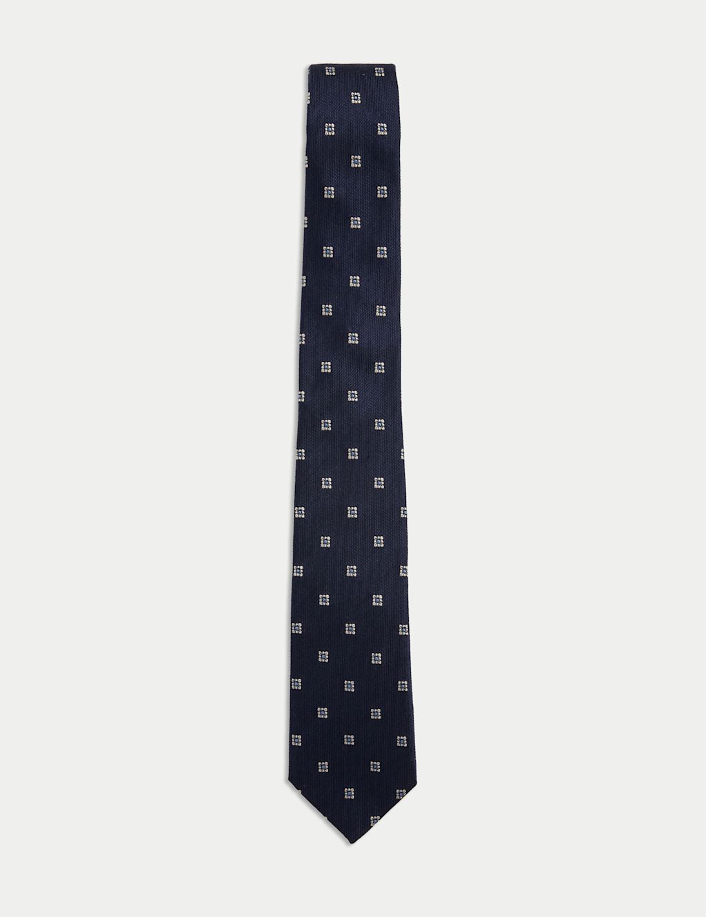 JAEGER  Geometric Silk Rich Tie - 1SIZE - Navy Mix, Navy Mix